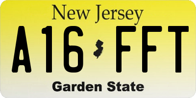 NJ license plate A16FFT
