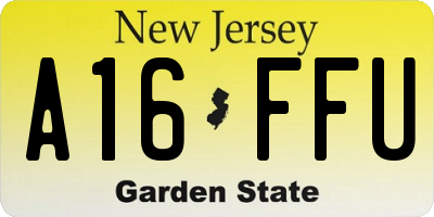 NJ license plate A16FFU
