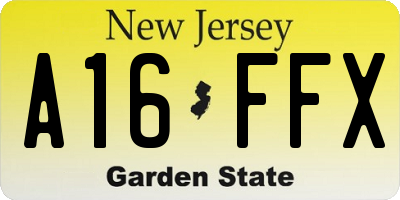NJ license plate A16FFX