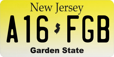 NJ license plate A16FGB