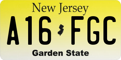 NJ license plate A16FGC