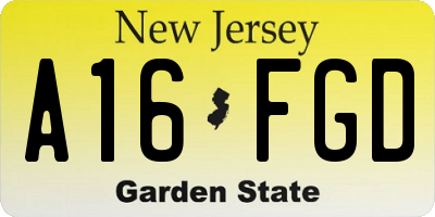 NJ license plate A16FGD