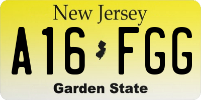 NJ license plate A16FGG