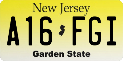NJ license plate A16FGI