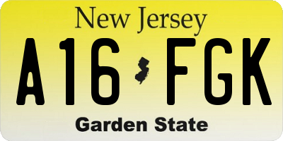 NJ license plate A16FGK