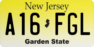 NJ license plate A16FGL
