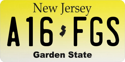 NJ license plate A16FGS