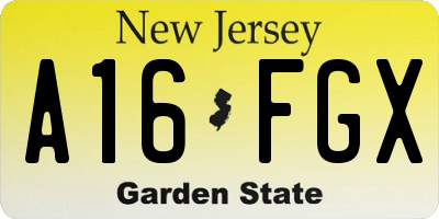NJ license plate A16FGX