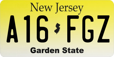 NJ license plate A16FGZ
