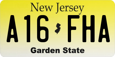 NJ license plate A16FHA