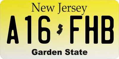 NJ license plate A16FHB