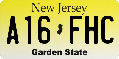 NJ license plate A16FHC