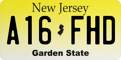 NJ license plate A16FHD