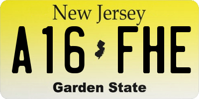 NJ license plate A16FHE