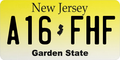 NJ license plate A16FHF