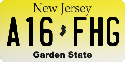 NJ license plate A16FHG