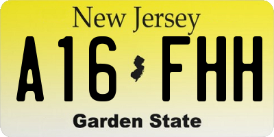 NJ license plate A16FHH