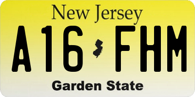 NJ license plate A16FHM