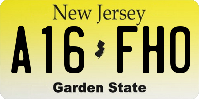 NJ license plate A16FHO