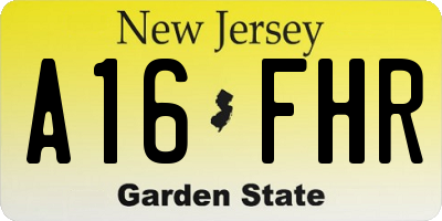 NJ license plate A16FHR
