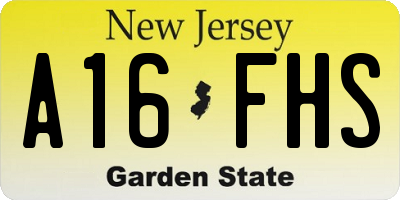 NJ license plate A16FHS