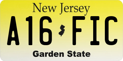 NJ license plate A16FIC
