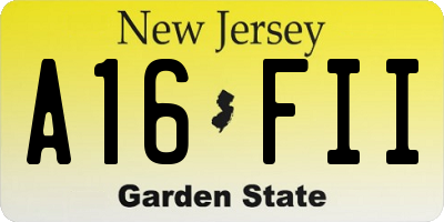 NJ license plate A16FII