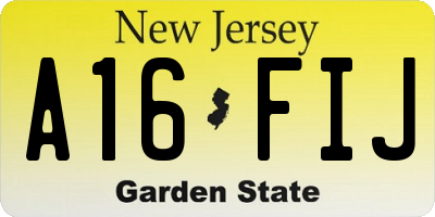 NJ license plate A16FIJ