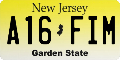 NJ license plate A16FIM