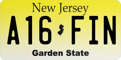 NJ license plate A16FIN