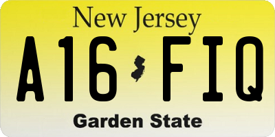NJ license plate A16FIQ