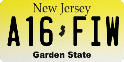 NJ license plate A16FIW