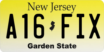 NJ license plate A16FIX