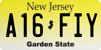 NJ license plate A16FIY