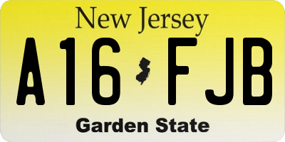 NJ license plate A16FJB