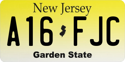 NJ license plate A16FJC