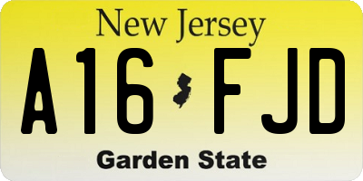 NJ license plate A16FJD