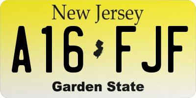NJ license plate A16FJF