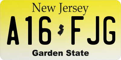 NJ license plate A16FJG