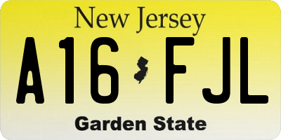 NJ license plate A16FJL