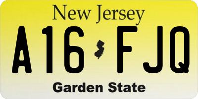 NJ license plate A16FJQ