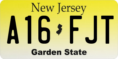 NJ license plate A16FJT
