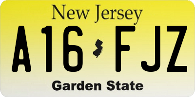 NJ license plate A16FJZ