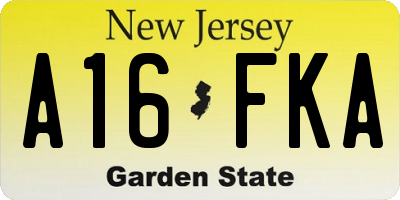 NJ license plate A16FKA