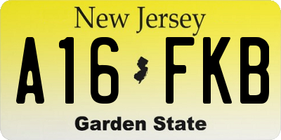 NJ license plate A16FKB