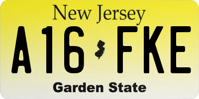 NJ license plate A16FKE