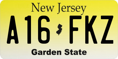 NJ license plate A16FKZ