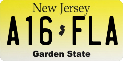 NJ license plate A16FLA