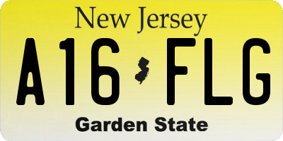 NJ license plate A16FLG