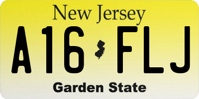 NJ license plate A16FLJ
